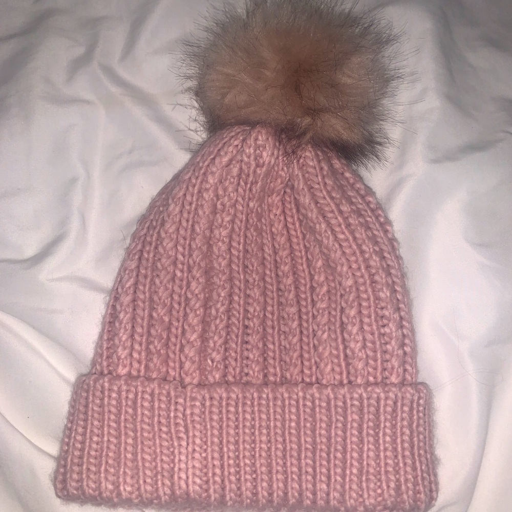 Pink Beanie with large pom pom